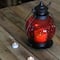 Red Molded Glass Lantern with LED Pillar Timer Candle